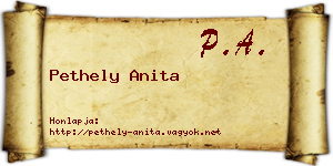 Pethely Anita névjegykártya